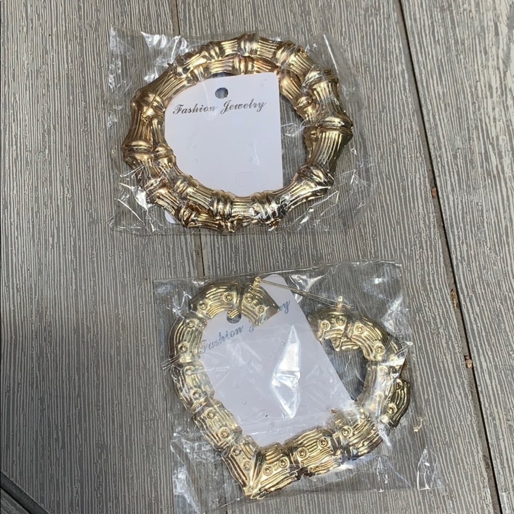 Island Large Bamboo Gold Hoops